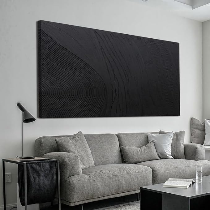 Canvas Wall Art Decor Large Artwork Modern Black Wall Art Black Silence Wall Art Painting Decorations Canvas Art Wall Decor Wall Art Prints for Room Living Room Bedroom Office Decor 29"X58"