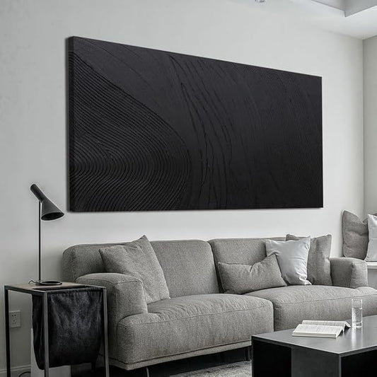 Canvas Wall Art Decor Large Artwork Modern Black Wall Art Black Silence Wall Art Painting Decorations Canvas Art Wall Decor Wall Art Prints for Room Living Room Bedroom Office Decor 29"X58"