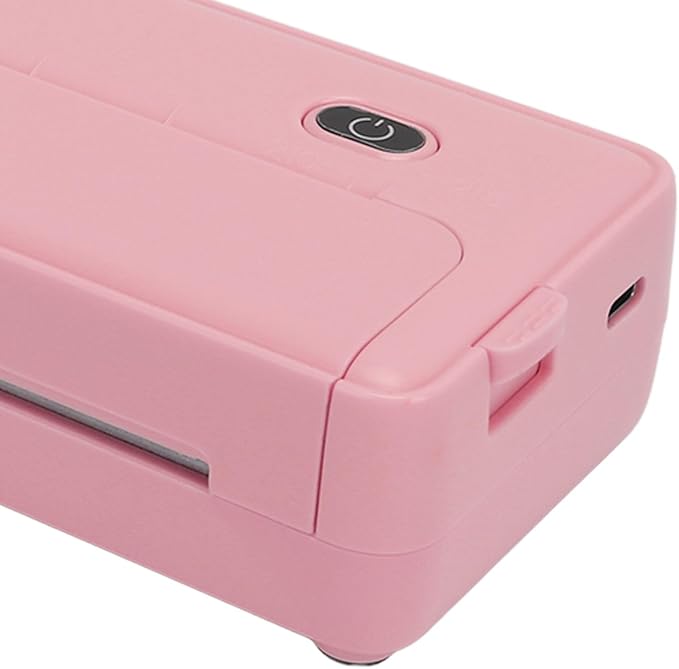 ZJchao Portable A4 Thermal Printer Inkless Mobile Printer for Home and Office (Pink)