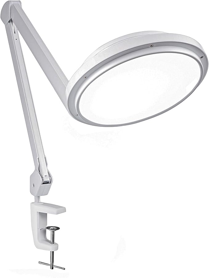 30W LED Desk Lamp with Clamp, 95+CRI, 5 CCT Modes & Dimmable, High CRI>95, Flexible Adjustable Task Light for Office, Makeup, Workbench, Crafts(White)