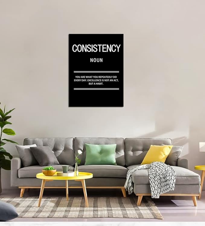 Motivational Consistency Noun Canvas Wall Art for Office Inspirational Poster Print Artwork Painting Picture for Framed Home Decoration Living Room Ready to Hang [30''W X 40''H]