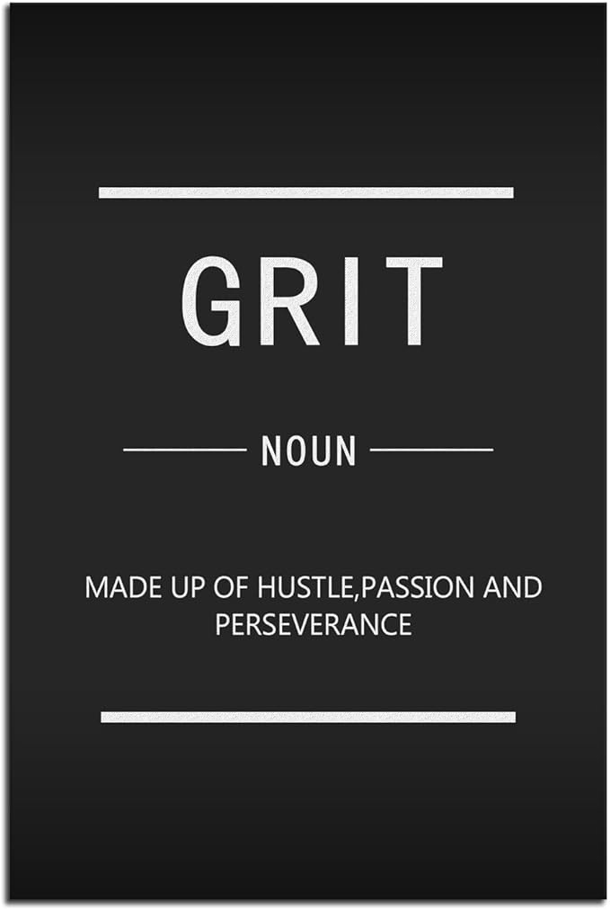 Success Canvas Wall Art Grit Noun Wall Decoration Inspirational Painting Poster Inspiring Positive Proverb Office Decoration Living Room Room Stretch Frame Ready to Hang[24''W x 36''H]