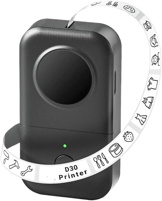 Label Printer, D30 Label Printer Sticker Maker Machine Portable Bluetooth Labeler for Office Home School(Black)