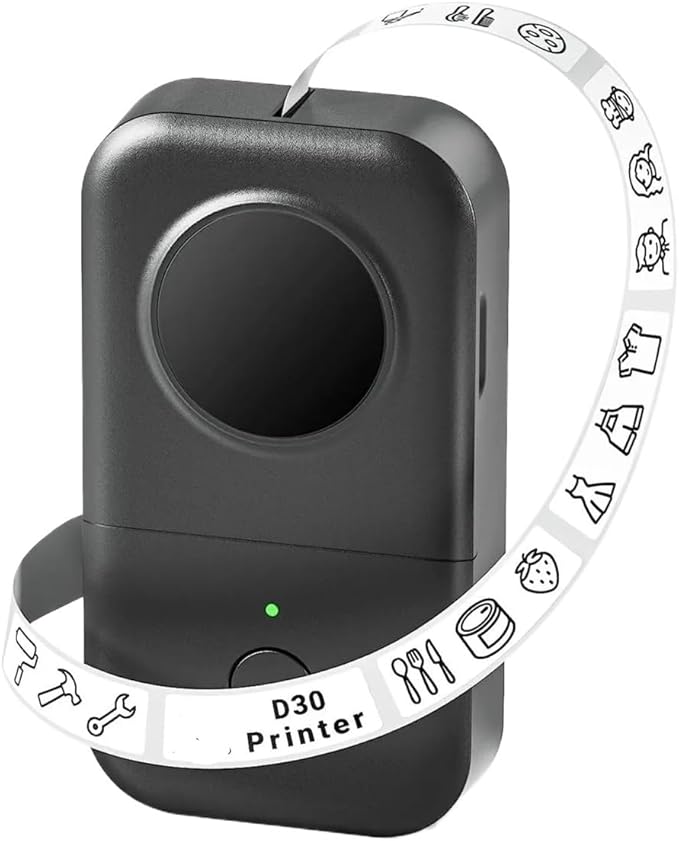 Label Printer, D30 Label Printer Sticker Maker Machine Portable Bluetooth Labeler for Office Home School(Black)