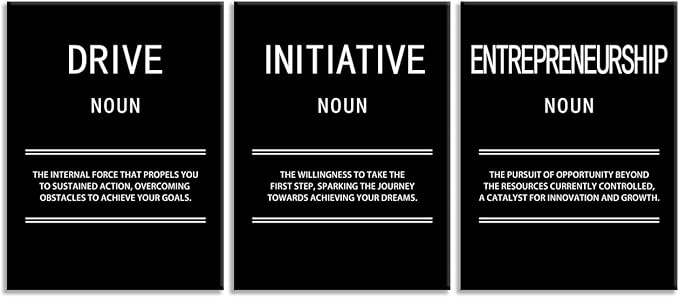 Inspirational Canvas Wall Art for Office Entrepreneurship Initiative Drive 3 Panel Motivational Leadership Print Poster Painting Modern Inspiring Artwork for Home Living Room Wall Decor[36''Wx 16''H]