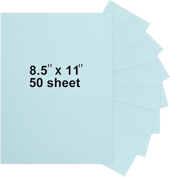 50 Sheets 8.5" x 11" Pastel Blue Cardstock, Heavyweight Cardstock Sheets Blank Invitation Paper Greeting Cards Printable, 75lb Cover 200 GSM