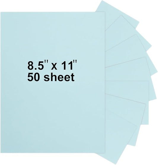 50 Sheets 8.5" x 11" Pastel Blue Cardstock, Heavyweight Cardstock Sheets Blank Invitation Paper Greeting Cards Printable, 75lb Cover 200 GSM