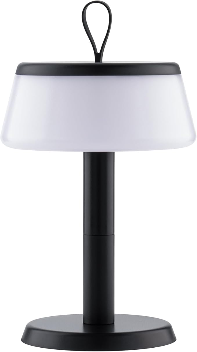 Campura LED Cordless USB-C Re-Chargeable Desk Lamp, 5200mAh Battery Operated with Fingertip Touch Dimming On/Off and Adj Height Stems or Lantern Mode in Black