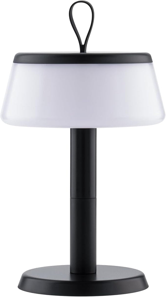 Campura LED Cordless USB-C Re-Chargeable Desk Lamp, 5200mAh Battery Operated with Fingertip Touch Dimming On/Off and Adj Height Stems or Lantern Mode in Black