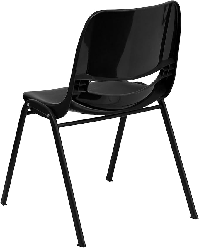 Flash Furniture HERCULES Series 440 lb. Capacity Kid's Black Ergonomic Shell Stack Chair with Black Frame and 12" Seat Height (17"D x 13.88"W x 22"H), Set of 1