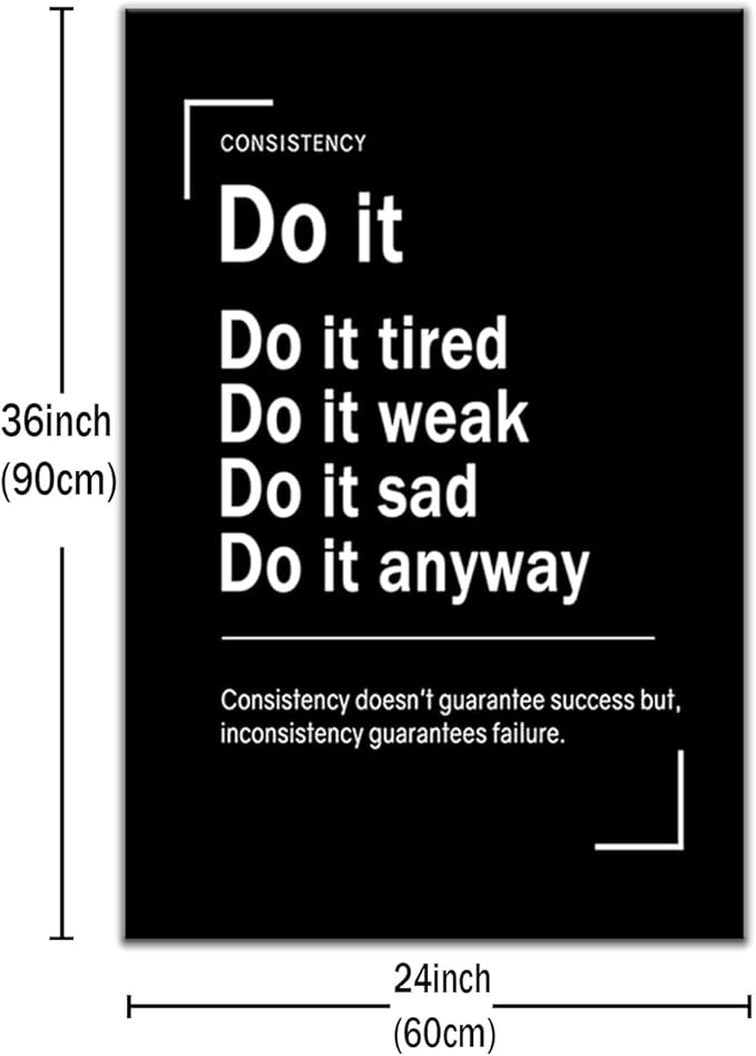 Inspirational Poster Wall Art Positive Home Decor Artwork Motivational Quotes Printed on Canvas Black and White Picture Painting for Modern Living Room Office Workplace Ready to Hang [24''Wx36''H]