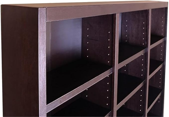 BOWERY HILL 84" Tall Triple Wide Wood Bookcase, Chocolate Espresso Finish, 18 Shelves, Solid Wood Veneer, Adjustable Storage, Durable Design for Home or Office Use, Traditional Style Furniture