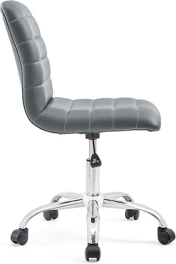 Modway Ripple Ribbed Armless Mid Back Swivel Computer Desk Office Chair In Gray