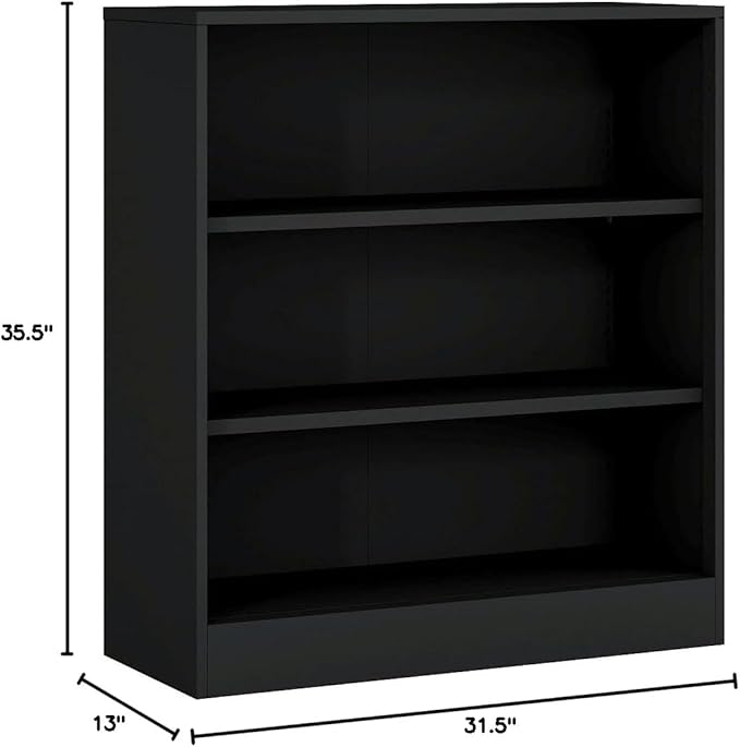 IRONMIX Metal Open Bookcase, 3-Tier Bookshelf with Adjustable Shelves, Black Small Bookcase for Small Places, Curio Cabint Display Case for Home Office, Library, Living Room