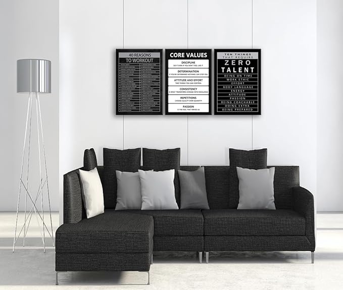 40 Reasons to Workout Motivational Canvas Painting Wall Art Office Decor Ten Things That Require Zero Talent Poster Positive Inspirational Framed Artwork Prints Picture for Home[60" W X 28" H]