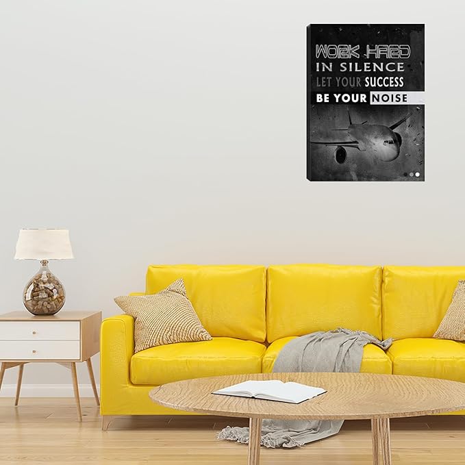 Inspiration Wall Art Black Office Motivational Canvas Wall Decor Success Posters Prints Entrepreneur Quote Wall Picture Paintings Artwork Home Bedroom Framed Ready to Hang 12"x16"