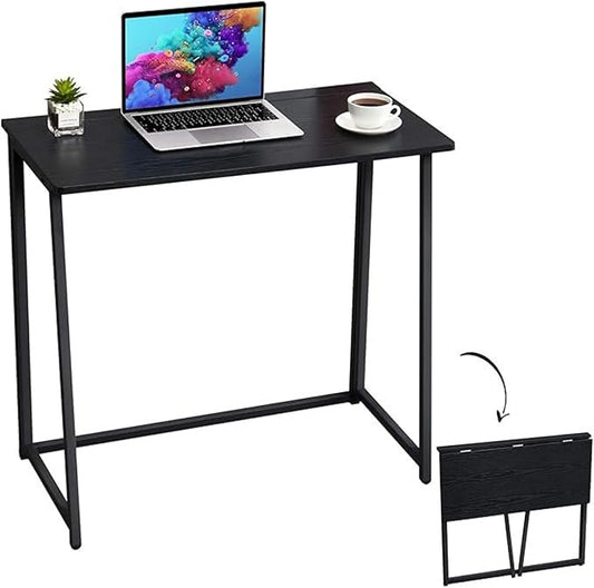 Homy Casa 31.5" Home Office Foldable Desk, Space-Saving Study-Workstation for Small Spaces, Ideal for Dorm, Living Room, and Bedroom (Black)