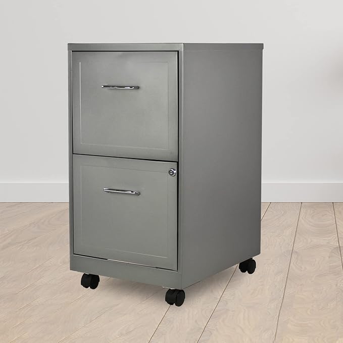 Lorell 2-Drawer Mobile File Cabinet, Gray- (LLR16873)