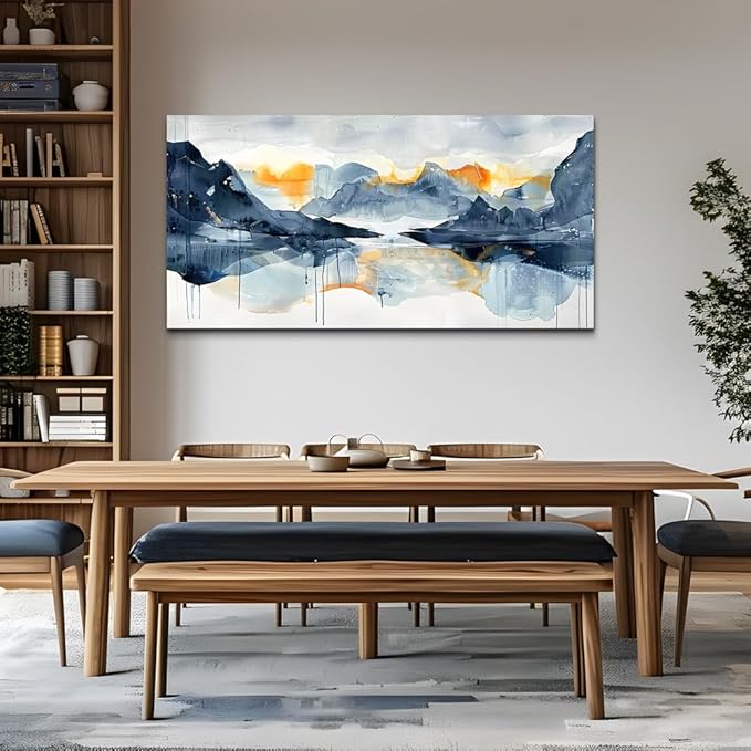 FUHAIHUA Canvas Wall Art For Living Room Framed Home Decorations For Bedroom Aesthetic Office Wall Decor Abstract Pictures Artwork Watercolor Ink Painting Contemporary 20x40 In