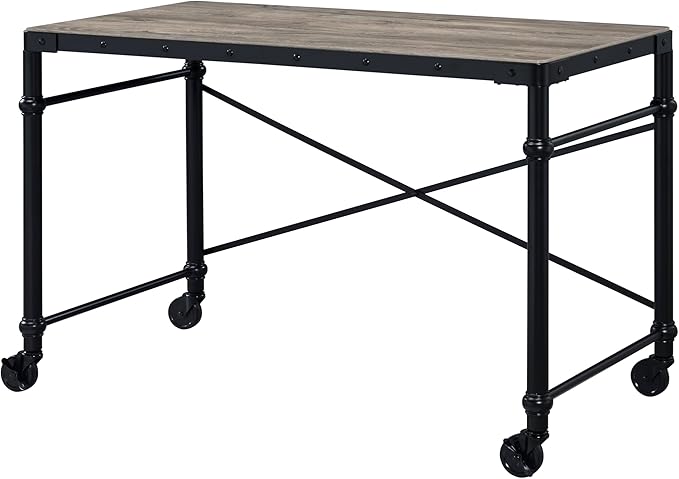Oklarth Rustic Oak & Black Finish Writing Desk