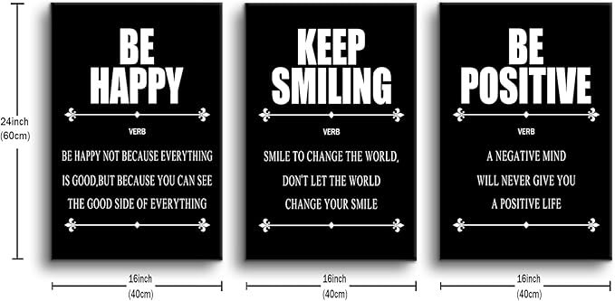 3 Pieces Inspirational Canvas Wall Art Motivational Signs Picture Painting Success Entrepreneurs Quotes Posters Print for Home Bedroom Teens Room Gym Stretched and Framed [48''H x 24''W]