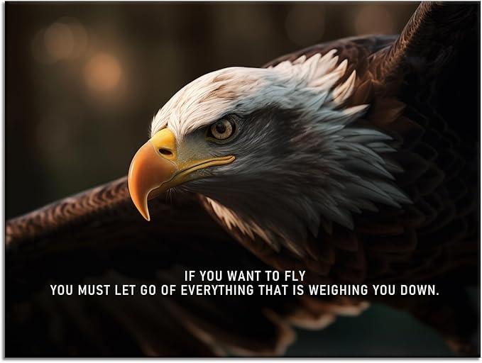 Eagle Inspirational Canvas Wall Art Inspiration Animal Painting Pictures Motivational Quotes If You Want To Fly Prints Artwork Modern Living Room Home Office Decor Framed Ready to Hang[30''W x 40''H]