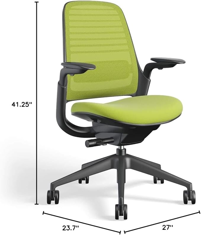 Steelcase Series 1 Office Chair - Ergonomic Work Chair with Wheels for Carpet - Helps Support Productivity - Weight-Activated Controls, Back & Arm Support - Easy Assembly - Wasabi