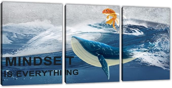 Yetaryy Motivational Canvas Painting Wall Art 3 Pieces Bathroom Ocean Decor Inspirational Pictures Paintings Prints Wall Decoration for Bedroom Living Room Kitchen Home 48''W x 24''H