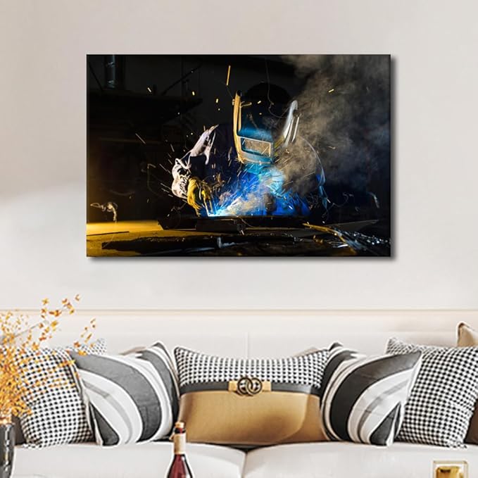 1 Pieces Wall Art Machine Tools Art Prints Canvas Artwork Large Wall Art Framed Wall Art Bathroom Wall Art Modern Home Decor Welding Pictures for Living Room Wall Decoration, 24" x36"