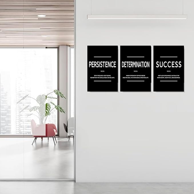LMGOV Large Motivational Office Wall decor for Men, 16" x24" Success Wall Art for Bedroom, Black and White Canvas Painting for Bathroom, Positive Poster for Dorm, College, Gym