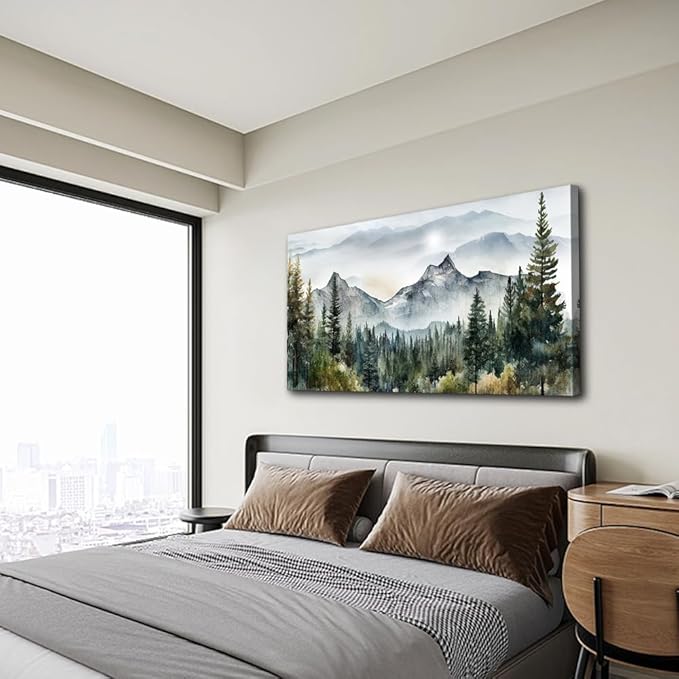 Wapluam Large Canvas Wall Art For Living Room Bedroom Decor Modern Office - Abstract Mountain Landscape Wall Painting Ready To Hang