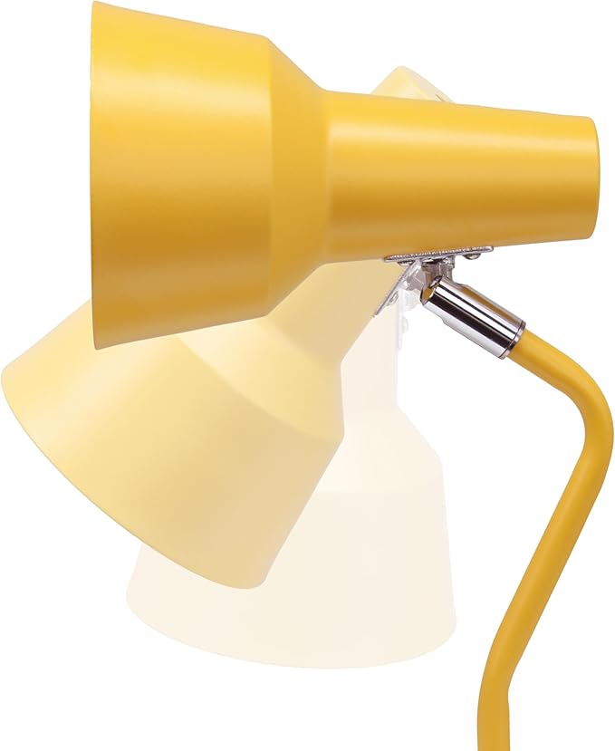 Simple Designs LD1078-YLW 15.2" Sleek Essentials Metal Cone Shade Desk Lamp with Adjustable Shade, for Office, Desk, Nightstand, Dorm, Yellow