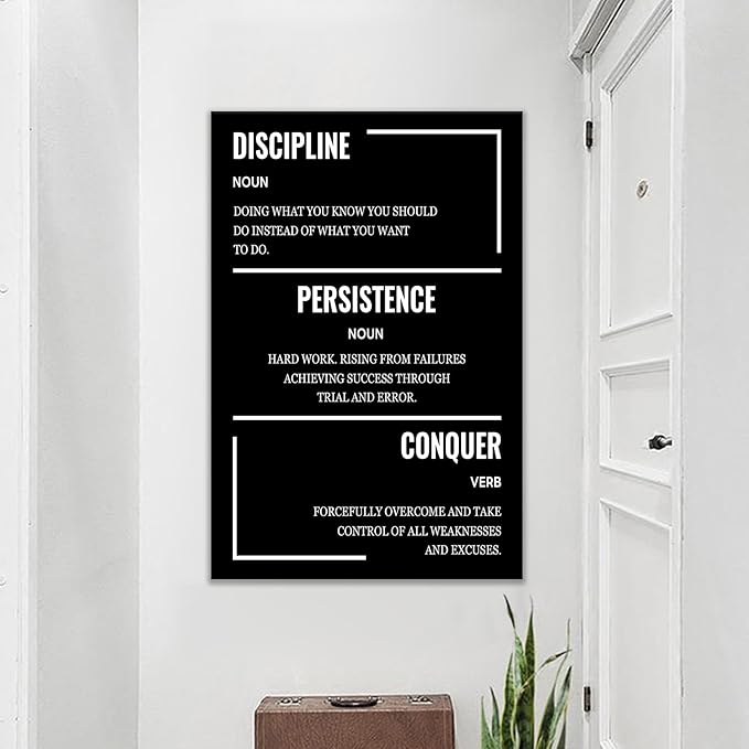 Inspirational Canvas Wall Art Motivational Wall Decor Discipline Poster Print Artwork Positive Picture Painting for Modern Home Classroom Workplace Hallway Modern Office Decoration [24''Wx36''H]
