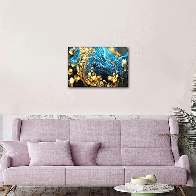 Home Wall Art Decor 1 Panel Canvas Artwork Abstract Gold Flakes Gold Dust Illustration Printing Native Americans Living Room Bedroom Restaurant Wall Decor Stretched and Framed Ready to Hang 18x12 in