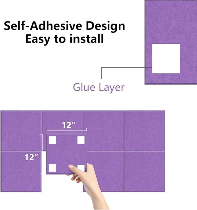Large Cork Bulletin Board Alternative for Offices, Size 60 x 35 inches - 15-Pack; Felt Bulletin Board Dart wall Protectors for Office Walls, Schools, and Home wall Decoration, Purple.