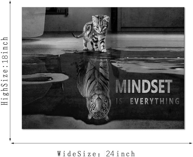 Yatsen Bridge Mindset is Everything Wall Art Inspirational Quotes Office Wall Decor Motivational Posters Entrepreneur Canvas Art Picture Ready to Hang for Living Room Decor - 18''Hx24''W