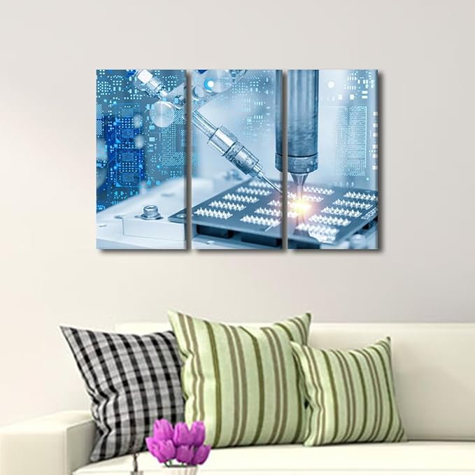 Soldering Machine Canvas Paintings for Wall Decorations Welding Prints Wall Art 3 Pieces Wall Art Canvas Artwork Wall Decor Boys Room Decor Framed Wall Art Bedroom Wall Decor, 36x24 Inch