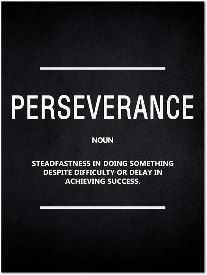 Inspirational Wall Art Motivational Entrepreneur Quote Painting Prints on Canvas Inspiring Hustle Posters Perseverance Noun Pictures Artwork Home Office Decor Framed Ready to Hang (18”Wx24”H)