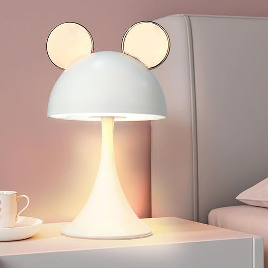 Rechargeable Mouse-Shaped LED Bedside Lamp – Kids Room Night Light with Touch Dimming & 3 Color Temperatures (Gold)
