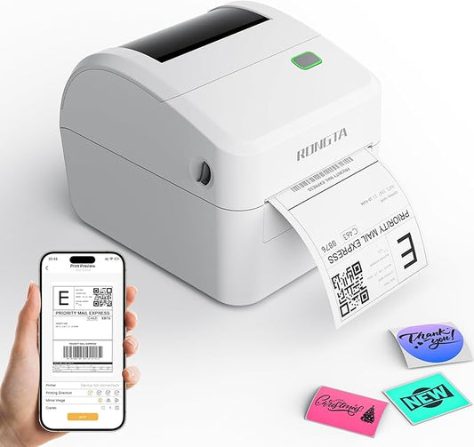 Rongta Bluetooth Shipping Label Printer RP415, Wireless 4x6 Thermal Label Printer for Shipping Packages, Small Business, Home, Office, Compatible with Amazon, Etsy, USPS, Shopify