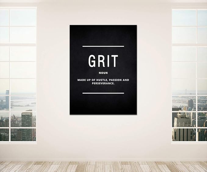 Yatsen Bridge Motivational Wall Art Pictures Inspirational Posters Prints on Canvas Grit Noun Inspiring Entrepreneur Quotes Office Painting Artwork Home Office Decor for Teens Framed (28”Wx44”H)