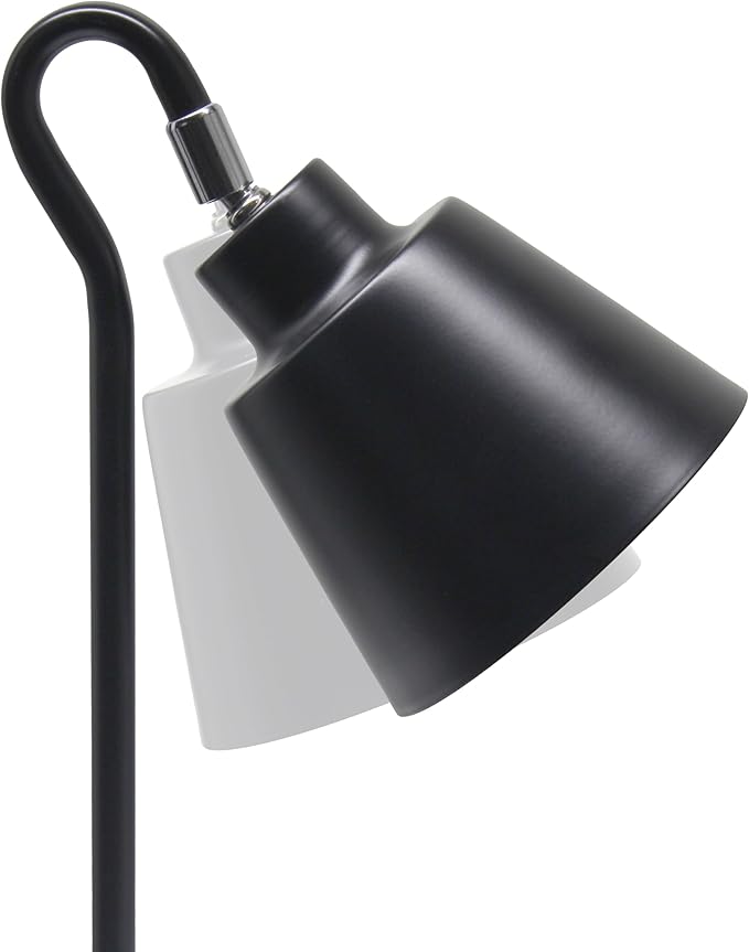Simple Designs LD1079-BLK 16" Sleek Essentials Metal Looped Desk Task Lamp with Adjustable Shade, for Office, Desk, Nightstand, Dorm, Black