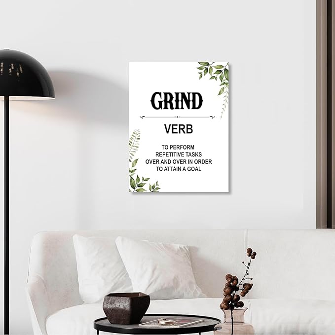 Gwisml Grind Definition Wall Art,Inspirational Quotes Canvas Frame Paintings For Office Home Workplace Wall Art Decor