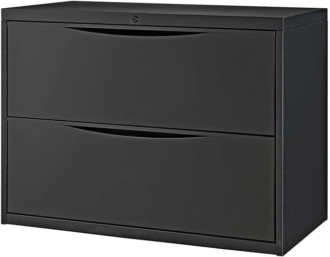 Global Industrial 36" W Premium Lateral File Cabinet, 2 Drawer, Black