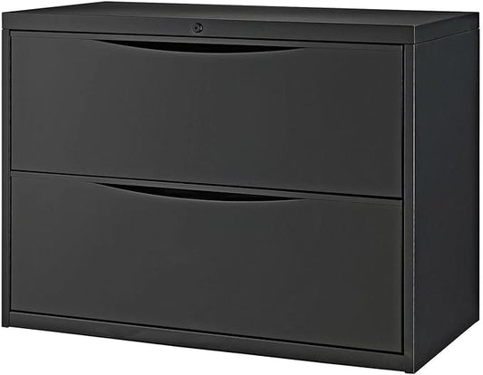 Global Industrial 36" W Premium Lateral File Cabinet, 2 Drawer, Black