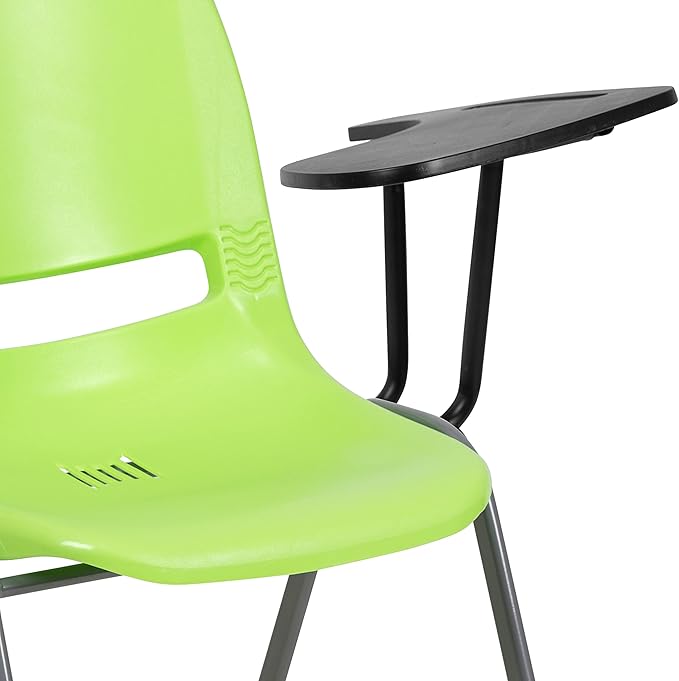 Flash Furniture Green Ergonomic Shell Chair with Left Handed Flip-Up Tablet Arm