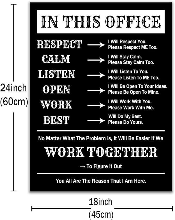 Motivational Poster Wall Decor In This Office Inspirational Quote Canvas Painting Prints Artwork Positive Affirmation Picture for Office Hallway Gym Workplace Stretched and Framed [18''Wx24''H]