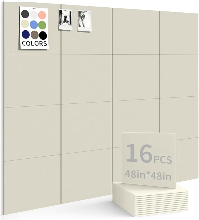 Large Bulletin Board 48"x 48" Cork Boards for Walls, 12 Pack Felt Wall Panels Photo Board, Cork Board for Office Home Pin Board
