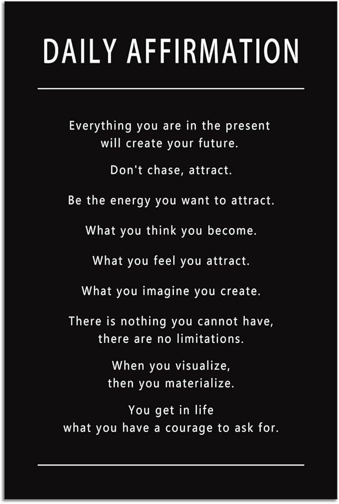 Inspirational Office Wall Decor Motivational Daily Affirmation Posters Canvas Painting Wall Art Pictures Modern Prints Artwork Home Wall Decor for Living Room School Gym Wooden Framed[24''W x 36''H]