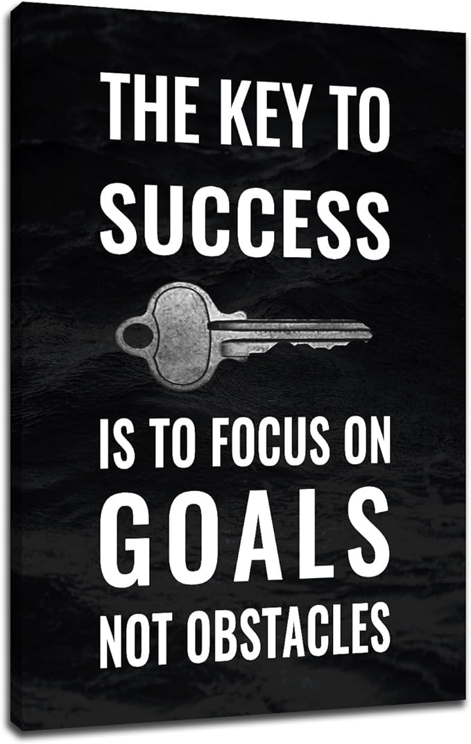 Motivational Poster Wall Art Success Inspirational Quotes Print on Canvas Positive Energy Theme Picture Painting Wall Decor Artwork for Modern Home Living Room Classroom Ready to Hang [24''Wx36''H]